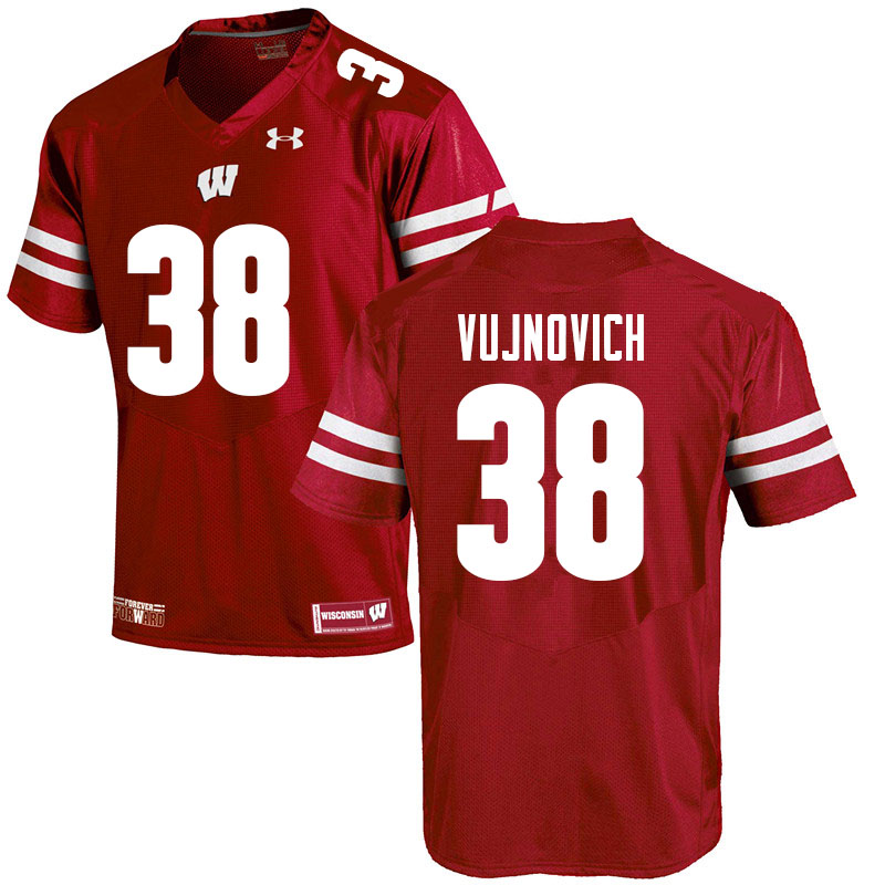 Men #38 Andy Vujnovich Wisconsin Badgers College Football Jerseys Sale-Red - Click Image to Close
